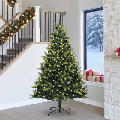 vidaXL Künstlicher Klapp-Weihnachtsbaum mit 300 LEDs Grün 240 cm - Grün vidaXL Künstlicher Klapp-Weihnachtsbaum mit 300 LEDs Grün 240 cm - Grün