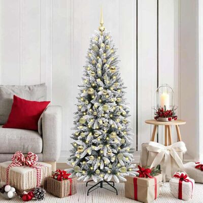 vidaXL Künstlicher Weihnachtsbaum mit 150 LEDs mit Ständer Weiß 150 cm - Weiß vidaXL Künstlicher Weihnachtsbaum mit 150 LEDs mit Ständer Weiß 150 cm - Weiß