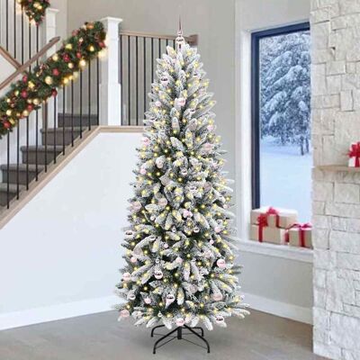 vidaXL Künstlicher Weihnachtsbaum mit 300 LEDs mit Ständer Weiß 240 cm - Weiß vidaXL Künstlicher Weihnachtsbaum mit 300 LEDs mit Ständer Weiß 240 cm - Weiß