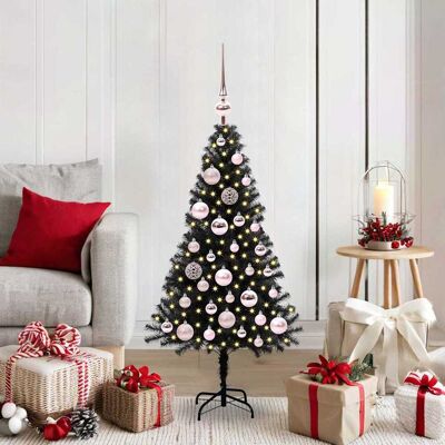 vidaXL Weihnachtsbaum mit 150 LEDs mit Ständer Schwarz 120 cm PVC - Schwarz vidaXL Weihnachtsbaum mit 150 LEDs mit Ständer Schwarz 120 cm PVC - Schwarz