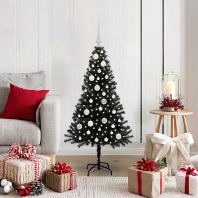 vidaXL Weihnachtsbaum mit 150 LEDs mit Ständer Schwarz 120 cm PVC - Schwarz vidaXL Weihnachtsbaum mit 150 LEDs mit Ständer Schwarz 120 cm PVC - Schwarz