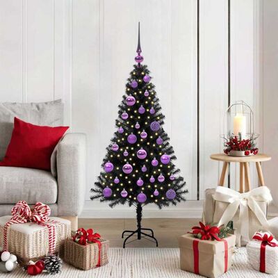 vidaXL Weihnachtsbaum mit 150 LEDs mit Ständer Schwarz 120 cm PVC - Schwarz vidaXL Weihnachtsbaum mit 150 LEDs mit Ständer Schwarz 120 cm PVC - Schwarz