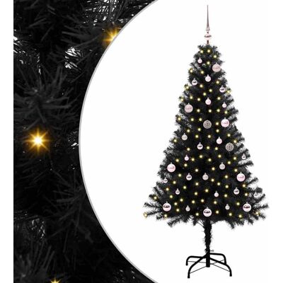 vidaXL Weihnachtsbaum mit 150 LEDs mit Ständer Schwarz 150 cm PVC - Schwarz vidaXL Weihnachtsbaum mit 150 LEDs mit Ständer Schwarz 150 cm PVC - Schwarz