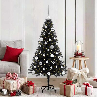 vidaXL Weihnachtsbaum mit 150 LEDs mit Ständer Schwarz 150 cm PVC - Schwarz vidaXL Weihnachtsbaum mit 150 LEDs mit Ständer Schwarz 150 cm PVC - Schwarz