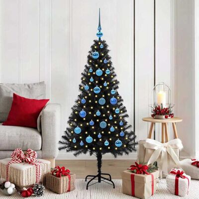 vidaXL Weihnachtsbaum mit 150 LEDs mit Ständer Schwarz 150 cm PVC - Schwarz vidaXL Weihnachtsbaum mit 150 LEDs mit Ständer Schwarz 150 cm PVC - Schwarz