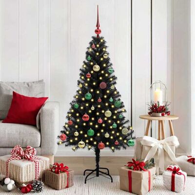 vidaXL Weihnachtsbaum mit 150 LEDs mit Ständer Schwarz 150 cm PVC - Schwarz vidaXL Weihnachtsbaum mit 150 LEDs mit Ständer Schwarz 150 cm PVC - Schwarz