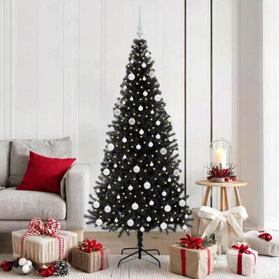 vidaXL Weihnachtsbaum mit 300 LEDs mit Ständer Schwarz 180 cm PVC - Schwarz vidaXL Weihnachtsbaum mit 300 LEDs mit Ständer Schwarz 180 cm PVC - Schwarz