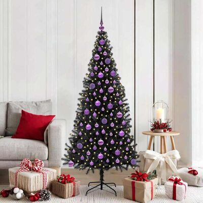vidaXL Weihnachtsbaum mit 300 LEDs mit Ständer Schwarz 180 cm PVC - Schwarz vidaXL Weihnachtsbaum mit 300 LEDs mit Ständer Schwarz 180 cm PVC - Schwarz