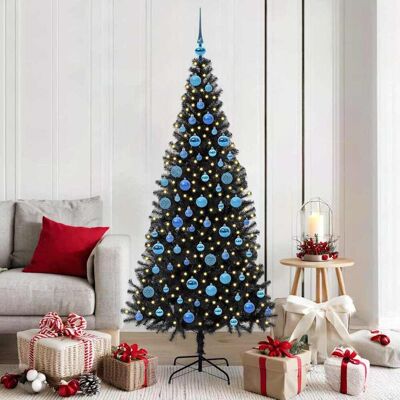 vidaXL Weihnachtsbaum mit 300 LEDs mit Ständer Schwarz 180 cm PVC - Schwarz vidaXL Weihnachtsbaum mit 300 LEDs mit Ständer Schwarz 180 cm PVC - Schwarz