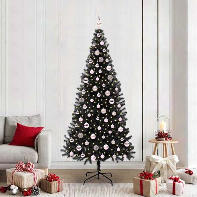 vidaXL Weihnachtsbaum mit 300 LEDs mit Ständer Schwarz 210 cm PVC - Schwarz vidaXL Weihnachtsbaum mit 300 LEDs mit Ständer Schwarz 210 cm PVC - Schwarz