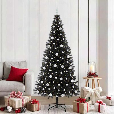 vidaXL Weihnachtsbaum mit 300 LEDs mit Ständer Schwarz 210 cm PVC - Schwarz vidaXL Weihnachtsbaum mit 300 LEDs mit Ständer Schwarz 210 cm PVC - Schwarz