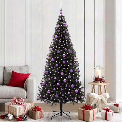 vidaXL Weihnachtsbaum mit 300 LEDs mit Ständer Schwarz 210 cm PVC - Schwarz vidaXL Weihnachtsbaum mit 300 LEDs mit Ständer Schwarz 210 cm PVC - Schwarz