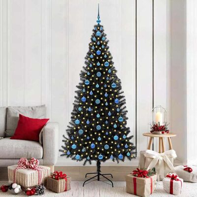 vidaXL Weihnachtsbaum mit 300 LEDs mit Ständer Schwarz 210 cm PVC - Schwarz vidaXL Weihnachtsbaum mit 300 LEDs mit Ständer Schwarz 210 cm PVC - Schwarz