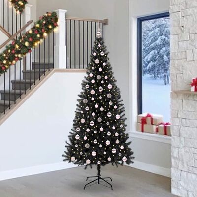 vidaXL Weihnachtsbaum mit 300 LEDs mit Ständer Schwarz 240 cm PVC - Schwarz vidaXL Weihnachtsbaum mit 300 LEDs mit Ständer Schwarz 240 cm PVC - Schwarz