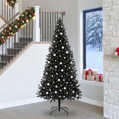 vidaXL Weihnachtsbaum mit 300 LEDs mit Ständer Schwarz 240 cm PVC - Schwarz vidaXL Weihnachtsbaum mit 300 LEDs mit Ständer Schwarz 240 cm PVC - Schwarz