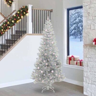 vidaXL Weihnachtsbaum mit 300 LEDs mit Ständer Silber 240 cm PET - Silber vidaXL Weihnachtsbaum mit 300 LEDs mit Ständer Silber 240 cm PET - Silber