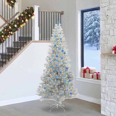 vidaXL Weihnachtsbaum mit 300 LEDs mit Ständer Silber 240 cm PET - Silber vidaXL Weihnachtsbaum mit 300 LEDs mit Ständer Silber 240 cm PET - Silber