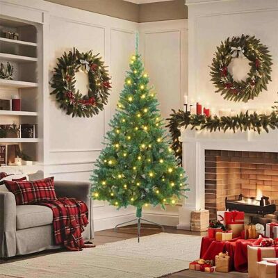 vidaXL Künstlicher vorbeleuchteter Weihnachtsbaum Grün 180 cm PVC - Grün vidaXL Künstlicher vorbeleuchteter Weihnachtsbaum Grün 180 cm PVC - Grün