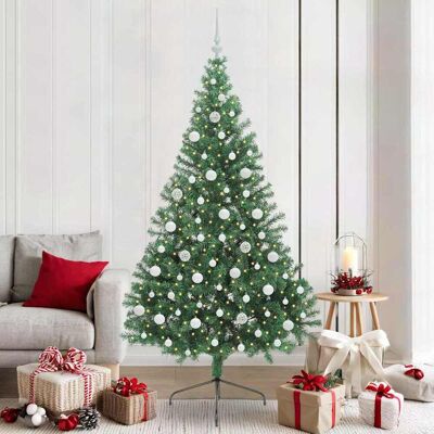 vidaXL Künstlicher vorbeleuchteter Weihnachtsbaum Grün 210 cm PVC - Grün vidaXL Künstlicher vorbeleuchteter Weihnachtsbaum Grün 210 cm PVC - Grün