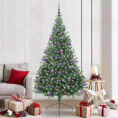 vidaXL Künstlicher vorbeleuchteter Weihnachtsbaum Grün 210 cm PVC - Grün vidaXL Künstlicher vorbeleuchteter Weihnachtsbaum Grün 210 cm PVC - Grün