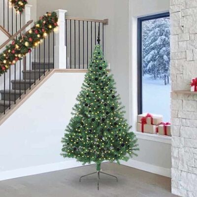 vidaXL Künstlicher vorbeleuchteter Weihnachtsbaum Grün 240 cm PVC - Grün vidaXL Künstlicher vorbeleuchteter Weihnachtsbaum Grün 240 cm PVC - Grün