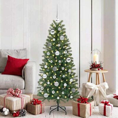 vidaXL Weihnachtskugel-Set mit 150 LEDs 61 pcs Silber Kunststoff - Silber vidaXL Weihnachtskugel-Set mit 150 LEDs 61 pcs Silber Kunststoff - Silber