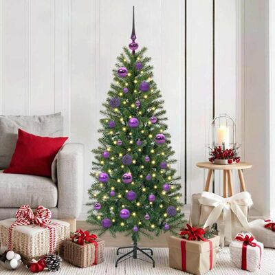 vidaXL Weihnachtskugel-Set mit 150 LEDs 61 pcs Lila Kunststoff - Lila vidaXL Weihnachtskugel-Set mit 150 LEDs 61 pcs Lila Kunststoff - Lila