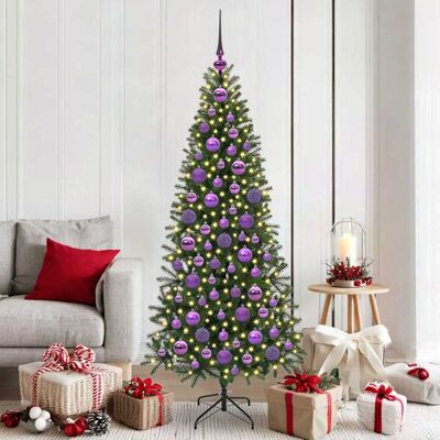 vidaXL Weihnachtskugel-Set mit 300 LEDs 120 pcs Lila Kunststoff - Lila vidaXL Weihnachtskugel-Set mit 300 LEDs 120 pcs Lila Kunststoff - Lila