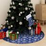 vidaXL Luxus-Weihnachtsbaumdecke mit Socke Blau 122 cm Stoff - Blau