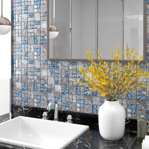 vidaXL Mosaikfliesen 22 Stk. Grau Blau 30x30 cm Glas - Mehrfarbig