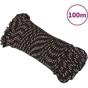 vidaXL Bootsseil Schwarz 3 mm 100 m Polypropylen