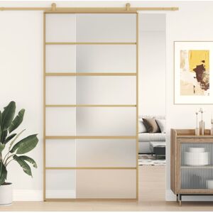 vidaXL Schiebetür Golden 102,5x205 cm Matt ESG-Glas und Aluminium - Gold