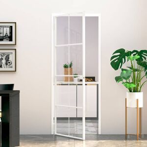 vidaXL Innentür Weiß 76x201,5 cm Hartglas & Aluminium Schlank - Weiß vidaXL Innentür Weiß 76x201,5 cm Hartglas & Aluminium Schlank - Weiß