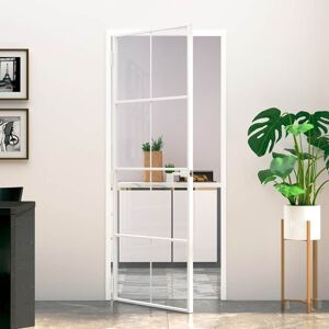 vidaXL Innentür Weiß 83x201,5 cm Hartglas & Aluminium Schlank - Weiß vidaXL Innentür Weiß 83x201,5 cm Hartglas & Aluminium Schlank - Weiß