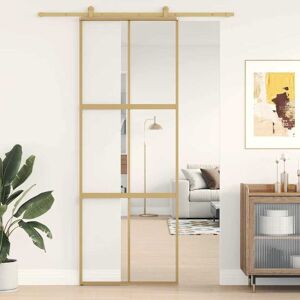 vidaXL Schiebetür Golden 76x205 cm ESG-Klarglas und Aluminium - Gold vidaXL Schiebetür Golden 76x205 cm ESG-Klarglas und Aluminium - Gold