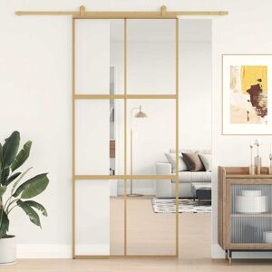 vidaXL Schiebetür Golden 90x205 cm ESG-Klarglas und Aluminium - Gold vidaXL Schiebetür Golden 90x205 cm ESG-Klarglas und Aluminium - Gold