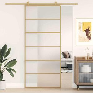 vidaXL Schiebetür Golden 90x205 cm Matt ESG-Glas und Aluminium - Gold vidaXL Schiebetür Golden 90x205 cm Matt ESG-Glas und Aluminium - Gold