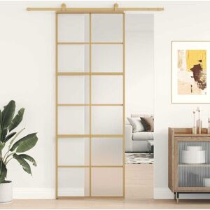 vidaXL Schiebetür Golden 76x205 cm Matt ESG-Glas und Aluminium - Gold vidaXL Schiebetür Golden 76x205 cm Matt ESG-Glas und Aluminium - Gold