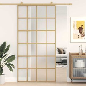 vidaXL Schiebetür Golden 102,5x205 cm Matt ESG-Glas und Aluminium - Gold vidaXL Schiebetür Golden 102,5x205 cm Matt ESG-Glas und Aluminium - Gold