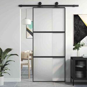 vidaXL Schiebetür Schwarz 90x205 cm Hartglas und Aluminium - Schwarz vidaXL Schiebetür Schwarz 90x205 cm Hartglas und Aluminium - Schwarz