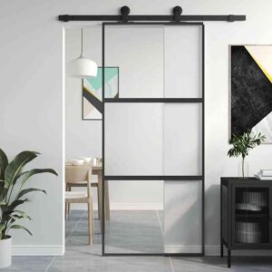 vidaXL Schiebetür Schwarz 90x205 cm Hartglas und Aluminium - Schwarz vidaXL Schiebetür Schwarz 90x205 cm Hartglas und Aluminium - Schwarz