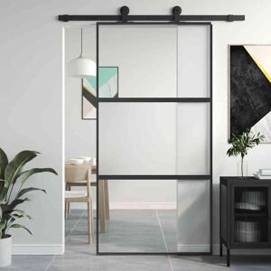vidaXL Schiebetür Schwarz 102,5x205 cm Hartglas und Aluminium - Schwarz vidaXL Schiebetür Schwarz 102,5x205 cm Hartglas und Aluminium - Schwarz