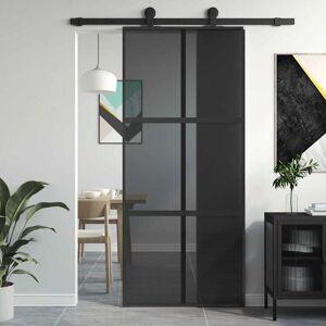 vidaXL Schiebetür Schwarz 90x205 cm Hartglas und Aluminium - Schwarz vidaXL Schiebetür Schwarz 90x205 cm Hartglas und Aluminium - Schwarz