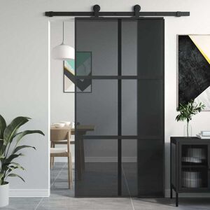 vidaXL Schiebetür Schwarz 102,5x205 cm Hartglas und Aluminium - Schwarz vidaXL Schiebetür Schwarz 102,5x205 cm Hartglas und Aluminium - Schwarz