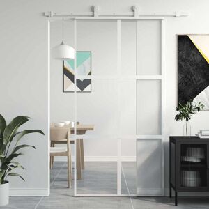 vidaXL Schiebetür Weiß 102,5x205 cm Hartglas und Aluminium - Schwarz vidaXL Schiebetür Weiß 102,5x205 cm Hartglas und Aluminium - Schwarz