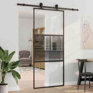 vidaXL Glastür Gestreift Schwarz 90 x 2 x 205 cm Aluminium - Schwarz vidaXL Glastür Gestreift Schwarz 90 x 2 x 205 cm Aluminium - Schwarz