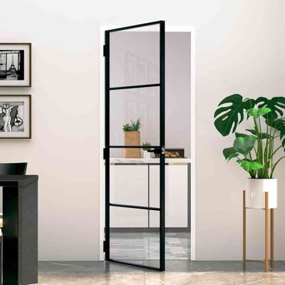 vidaXL Innentür Schwarz 76x201,5 cm Hartglas & Aluminium Schlank - Schwarz vidaXL Innentür Schwarz 76x201,5 cm Hartglas & Aluminium Schlank - Schwarz