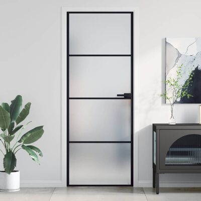 vidaXL Innentür Schlank Schwarz 76x201,5 cm Hartglas und Aluminium - Schwarz vidaXL Innentür Schlank Schwarz 76x201,5 cm Hartglas und Aluminium - Schwarz