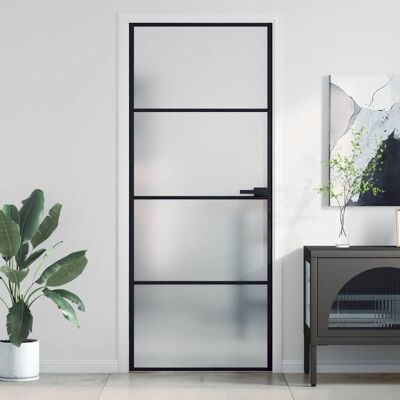 vidaXL Innentür Schlank Schwarz 83x201,5 cm Hartglas & Aluminium - Schwarz vidaXL Innentür Schlank Schwarz 83x201,5 cm Hartglas & Aluminium - Schwarz