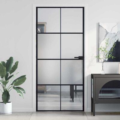 vidaXL Innentür Schlank Schwarz 93x201,5 cm Hartglas & Aluminium - Schwarz vidaXL Innentür Schlank Schwarz 93x201,5 cm Hartglas & Aluminium - Schwarz